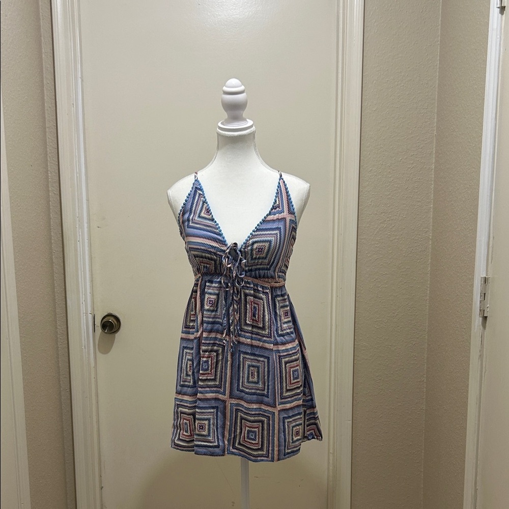 Wild Fable Geometric Blue and Pink Dress